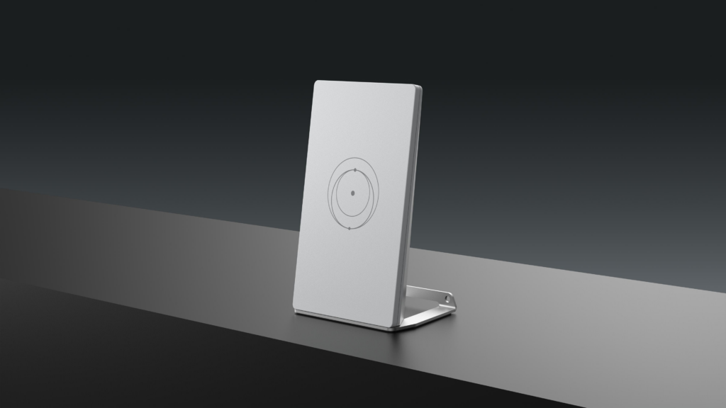 Manufacturer illustration of Router Mini standing upright on its base.