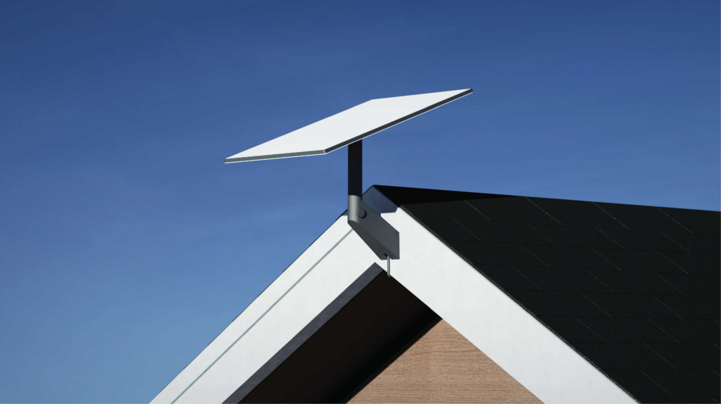 Manufacturer illustration of a Standard terminal on the Standard Wall Mount near a roof gable.